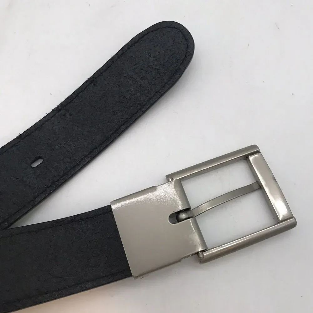 OOBE Black Leather Belt Women's size M 1 1/4” wide 38” long Overall Missing Loop